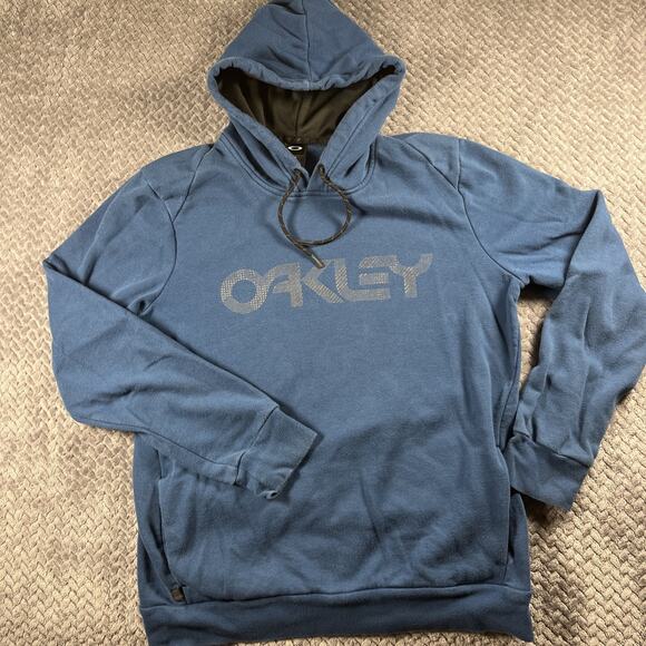 Oakley Men’s Blue Logo Hoodie Sweatshirt Regular Fit Size Medium Athletic Y2K - Picture 1 of 10